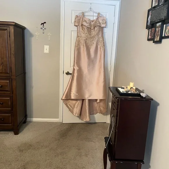 Elegant Gold Embellished Maxi Dress